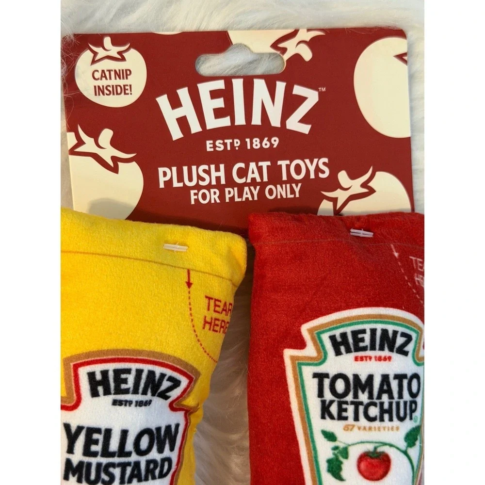Heinz Ketchup and Yellow Mustard Catnip Plush Cat Toys Set 2 Pack